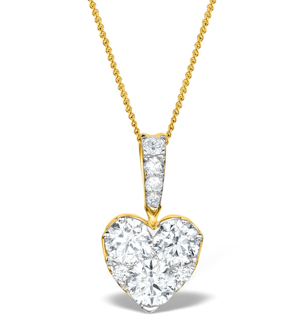 Diamond Galileo Heart 1.10CT Pendant Necklace in 18K Gold - R4653
